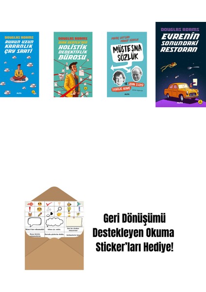 Douglas Adams 4 Kitap Set + Okuma Sticker'ları
