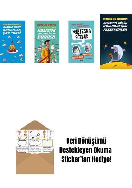 Douglas Adams 4 Kitap Set + Okuma Sticker'ları