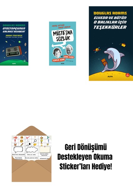 Douglas Adams 3 Kitap Set + Okuma Sticker'ları