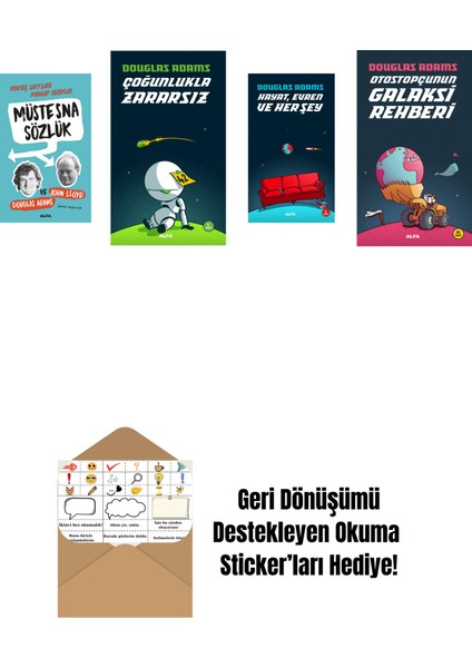 Douglas Adams 4 Kitap Set + Okuma Sticker'ları