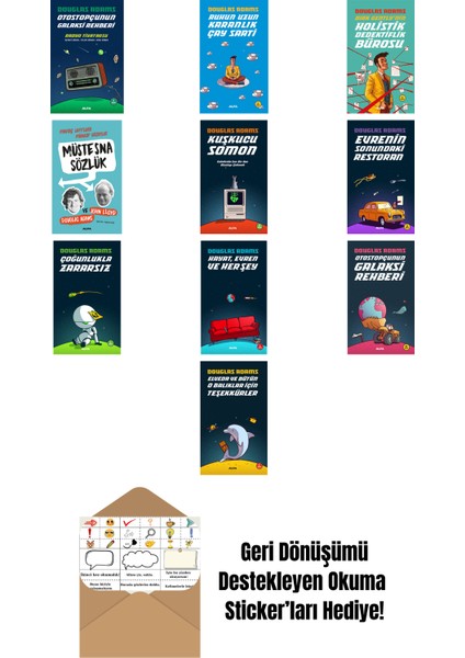 Douglas Adams 10 Kitap Set + Okuma Sticker'ları