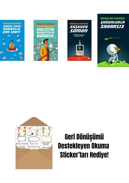 Douglas Adams 4 Kitap Set + Okuma Sticker'ları