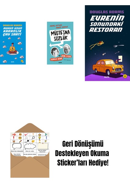 Douglas Adams 3 Kitap Set + Okuma Sticker'ları