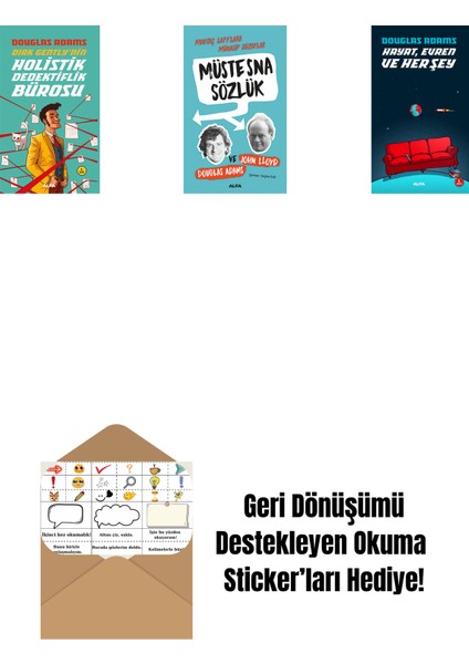 Douglas Adams 3 Kitap Set + Okuma Sticker'ları