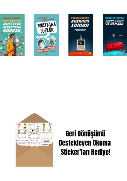 Douglas Adams 4 Kitap Set + Okuma Sticker'ları