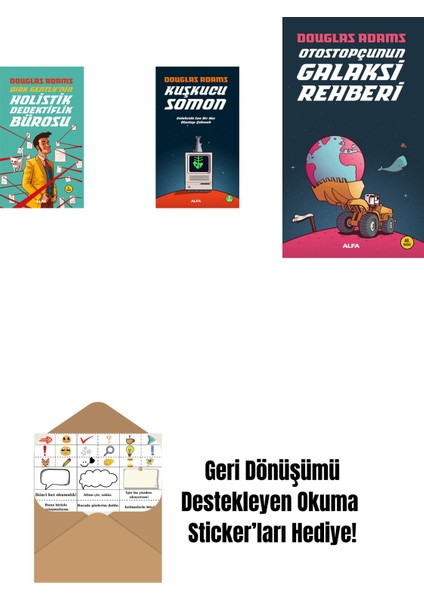 Douglas Adams 3 Kitap Set + Okuma Sticker'ları