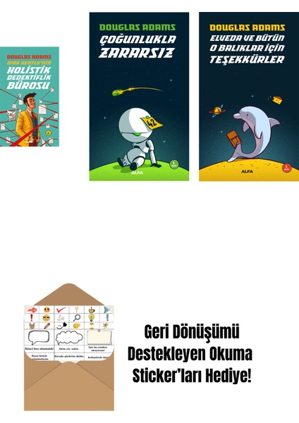 Douglas Adams 3 Kitap Set + Okuma Sticker'ları