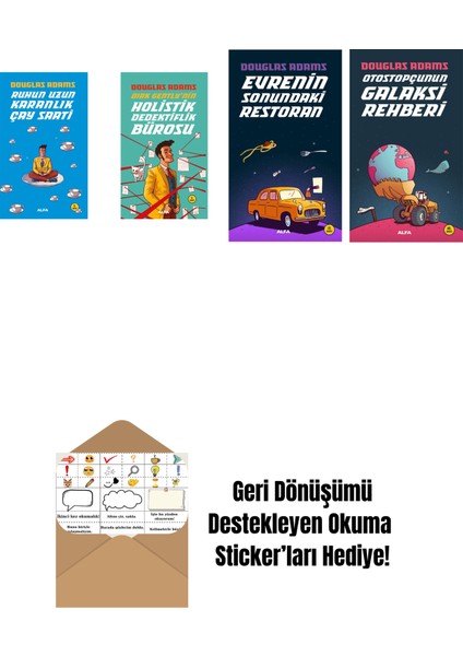 Douglas Adams 4 Kitap Set + Okuma Sticker'ları