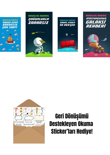 Douglas Adams 4 Kitap Set + Okuma Sticker'ları