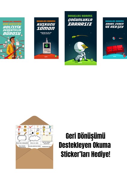 Douglas Adams 4 Kitap Set + Okuma Sticker'ları