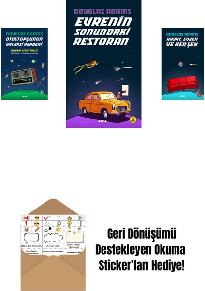 Douglas Adams 3 Kitap Set + Okuma Sticker'ları