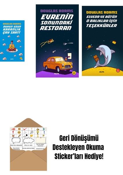 Douglas Adams 3 Kitap Set + Okuma Sticker'ları