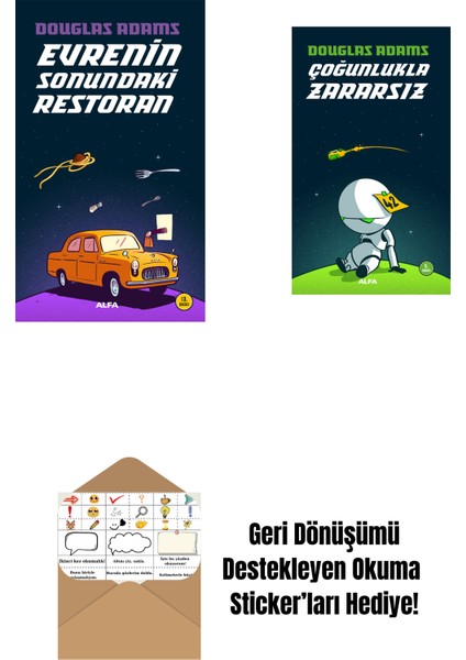 Evrenin Sonundaki Restoran + Çoğunlukla Zararsız + Okuma Sticker'ları