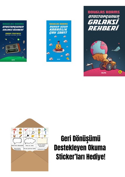 Douglas Adams 3 Kitap Set + Okuma Sticker'ları