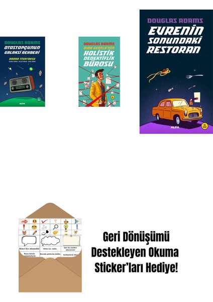 Douglas Adams 3 Kitap Set + Okuma Sticker'ları