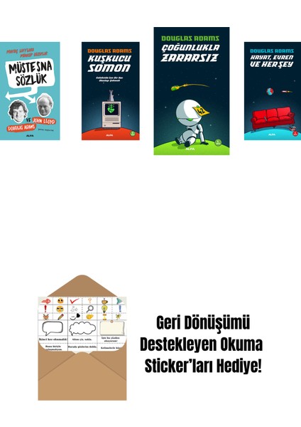 Douglas Adams 4 Kitap Set + Okuma Sticker'ları