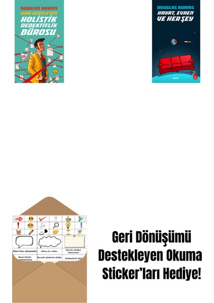 Dirk Gently'nin Holistik Dedektiflik Bürosu + Hayat Evren ve Her Şey + Okuma Sticker'ları