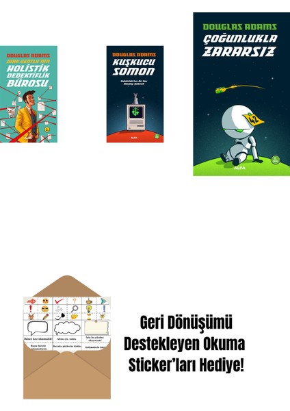 Douglas Adams 3 Kitap Set + Okuma Sticker'ları