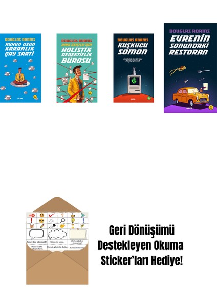 Douglas Adams 4 Kitap Set + Okuma Sticker'ları