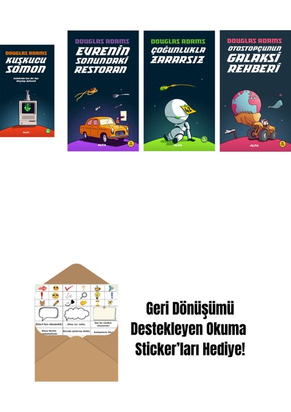 Douglas Adams 4 Kitap Set + Okuma Sticker'ları