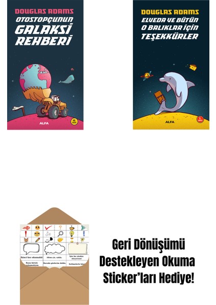 Otostopçunun Galaksi Rehberi + Elveda ve Bütün O Balıklar Için Teşekkürler + Okuma Sticker'ları
