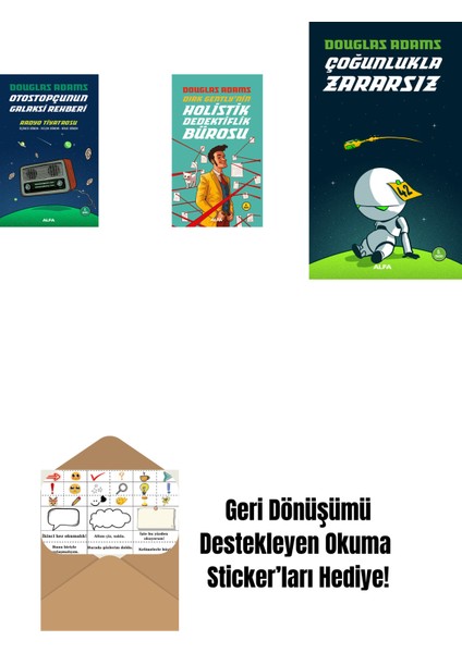 Douglas Adams 3 Kitap Set + Okuma Sticker'ları