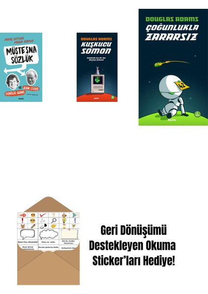 Douglas Adams 3 Kitap Set + Okuma Sticker'ları