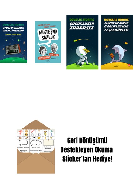 Douglas Adams 4 Kitap Set + Okuma Sticker'ları