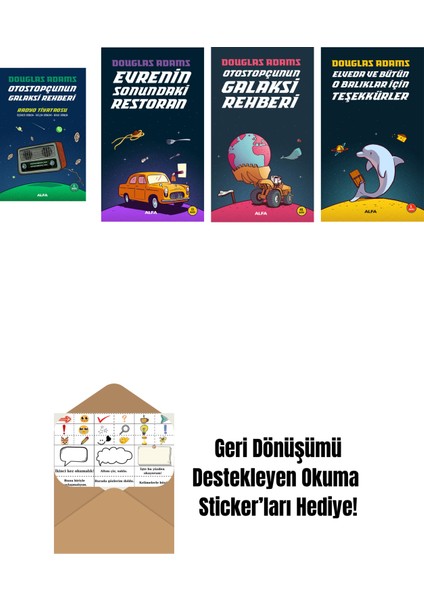 Douglas Adams 4 Kitap Set + Okuma Sticker'ları