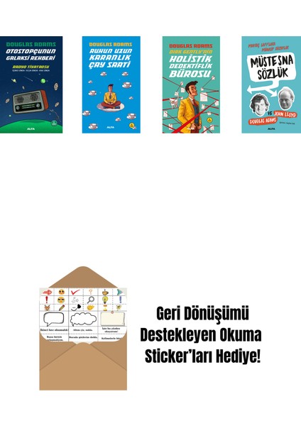 Douglas Adams 4 Kitap Set + Okuma Sticker'ları
