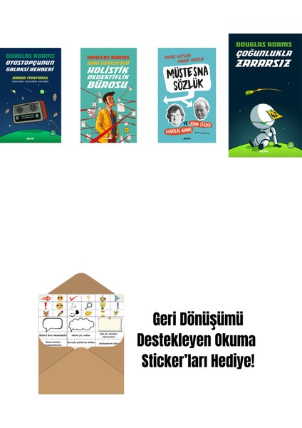Douglas Adams 4 Kitap Set + Okuma Sticker'ları