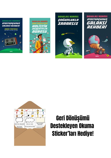 Douglas Adams 4 Kitap Set + Okuma Sticker'ları