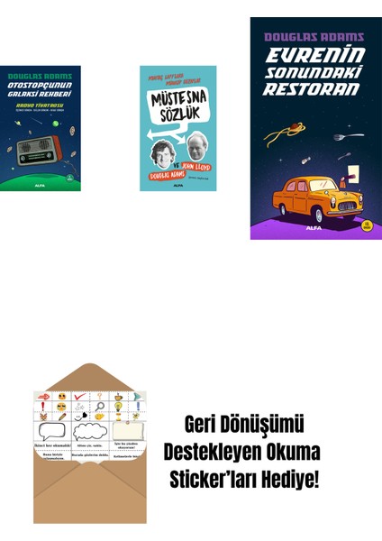 Douglas Adams 3 Kitap Set + Okuma Sticker'ları