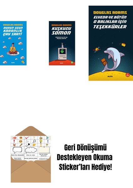 Douglas Adams 3 Kitap Set + Okuma Sticker'ları