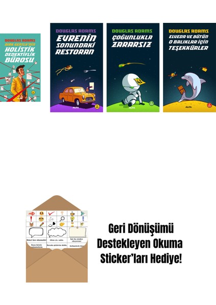 Douglas Adams 4 Kitap Set + Okuma Sticker'ları