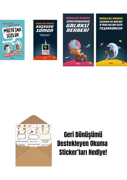 Douglas Adams 4 Kitap Set + Okuma Sticker'ları