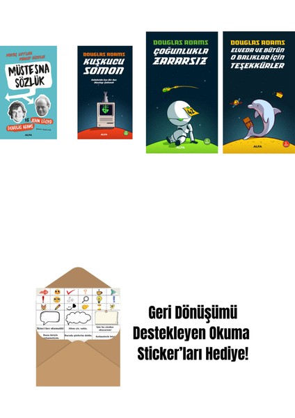 Douglas Adams 4 Kitap Set + Okuma Sticker'ları