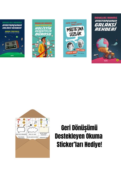 Douglas Adams 4 Kitap Set + Okuma Sticker'ları