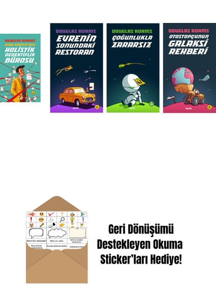 Douglas Adams 4 Kitap Set + Okuma Sticker'ları
