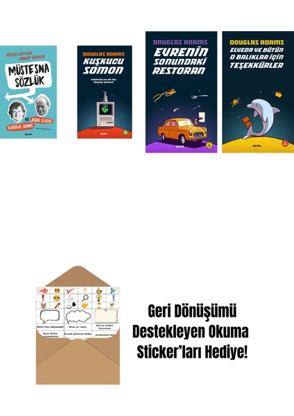 Douglas Adams 4 Kitap Set + Okuma Sticker'ları