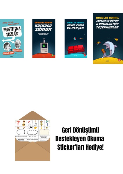 Douglas Adams 4 Kitap Set + Okuma Sticker'ları