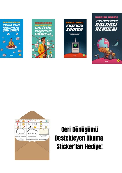 Douglas Adams 4 Kitap Set + Okuma Sticker'ları