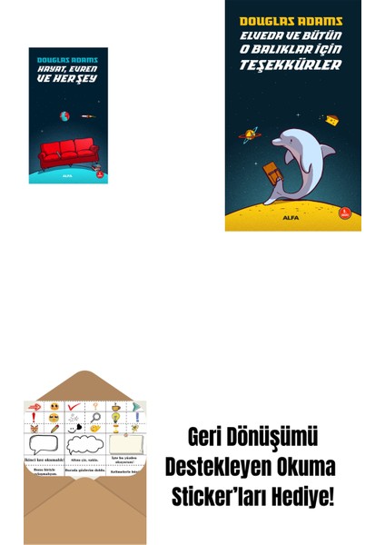 Hayat Evren ve Her Şey + Elveda ve Bütün O Balıklar Için Teşekkürler + Okuma Sticker'ları