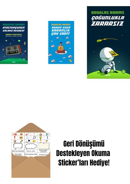 Douglas Adams 3 Kitap Set + Okuma Sticker'ları