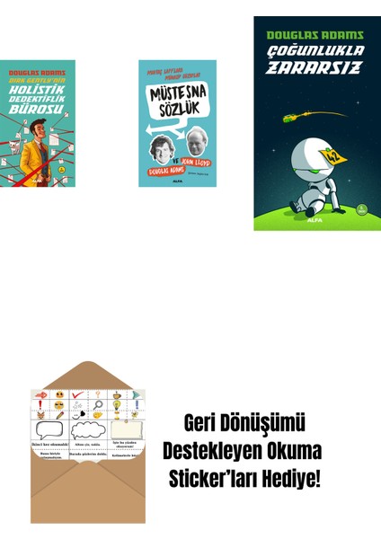 Douglas Adams 3 Kitap Set + Okuma Sticker'ları