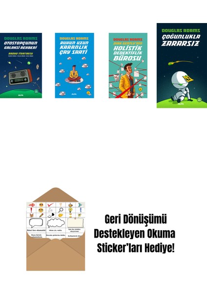 Douglas Adams 4 Kitap Set + Okuma Sticker'ları