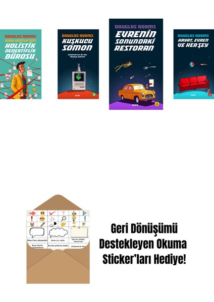 Douglas Adams 4 Kitap Set + Okuma Sticker'ları