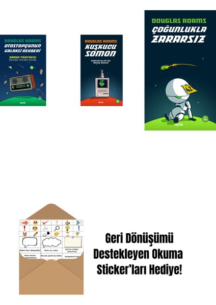 Douglas Adams 3 Kitap Set + Okuma Sticker'ları