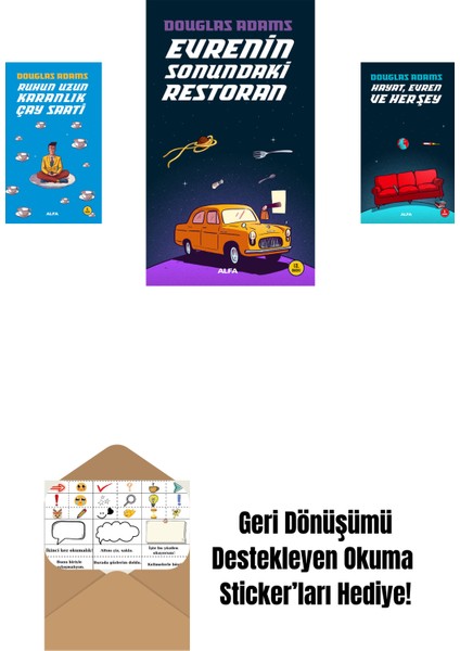 Douglas Adams 3 Kitap Set + Okuma Sticker'ları