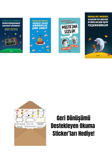 Douglas Adams 4 Kitap Set + Okuma Sticker'ları